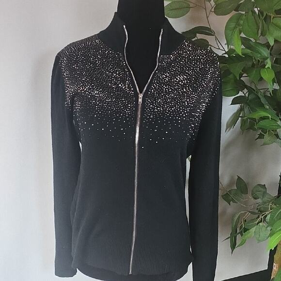 lola Jackets & Blazers - Lola Black Women's Sweater  With Rhinstones